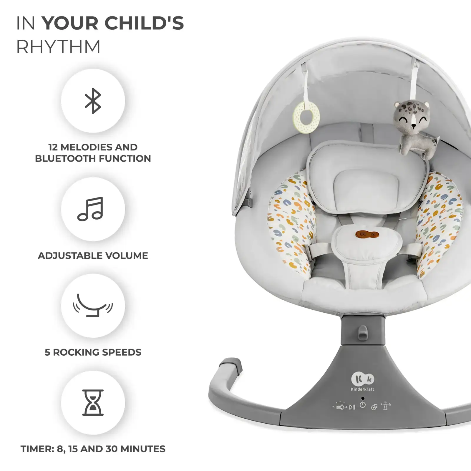 Кресло-качалка Kinderkraft Lumi 2 Light Grey (KBLUMI02LGR0000)