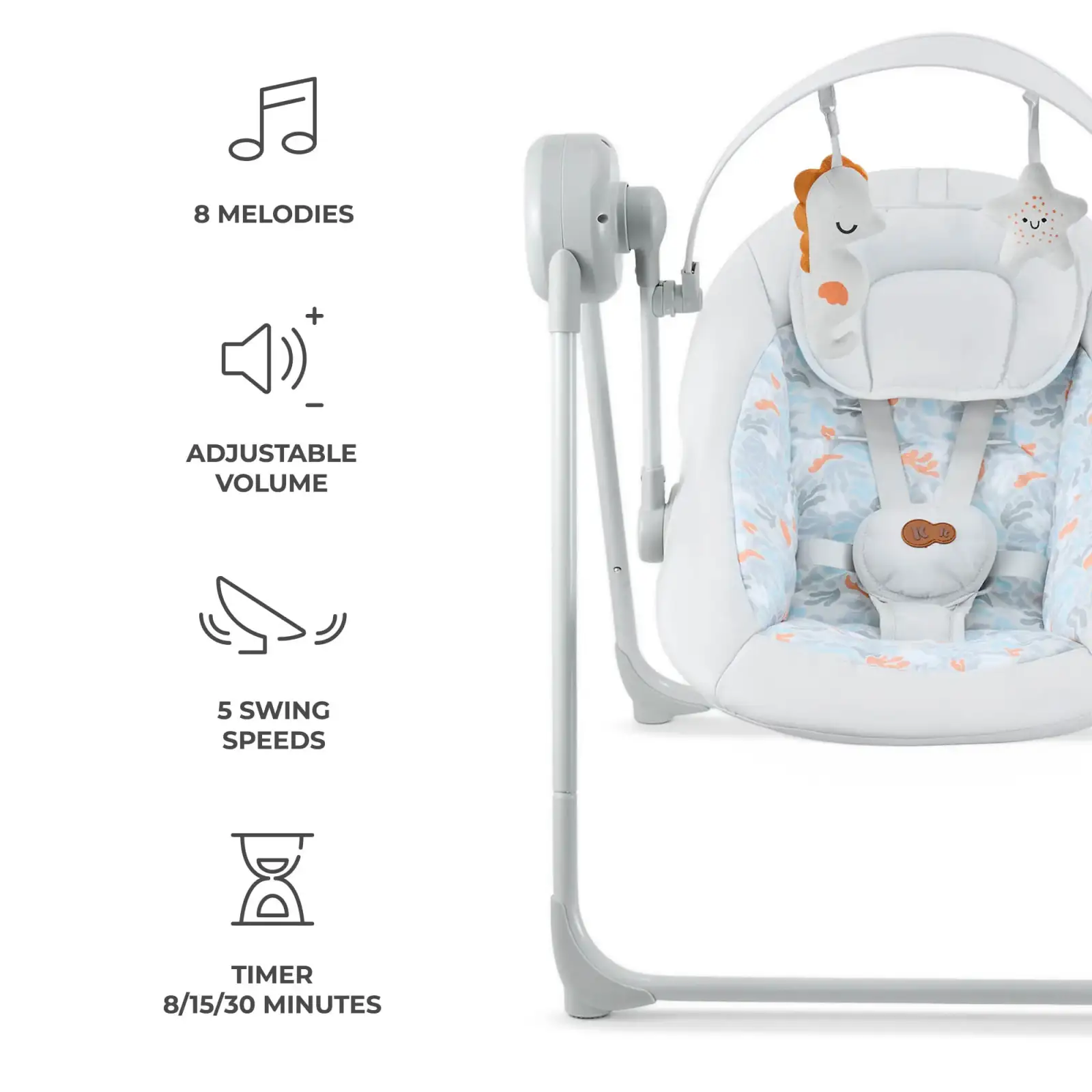 Крісло-гойдалка Kinderkraft Swingee Grey (KBSWIN00GRY0000)
