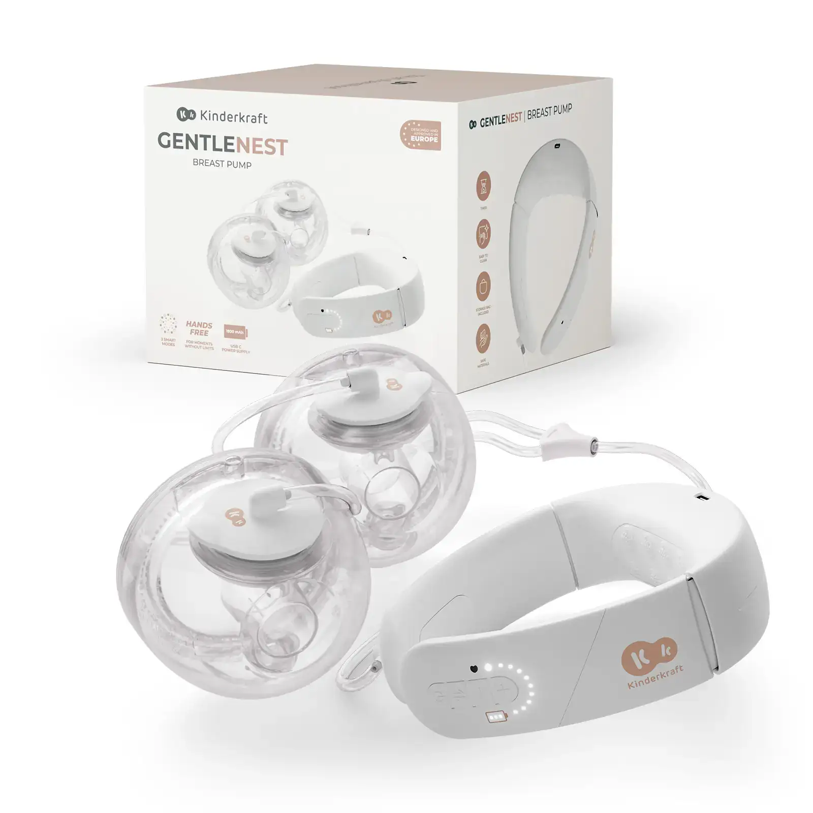 Двойной электрический молокоотсос Kinderkraft GentleNest (KEGENE00GLD0000)