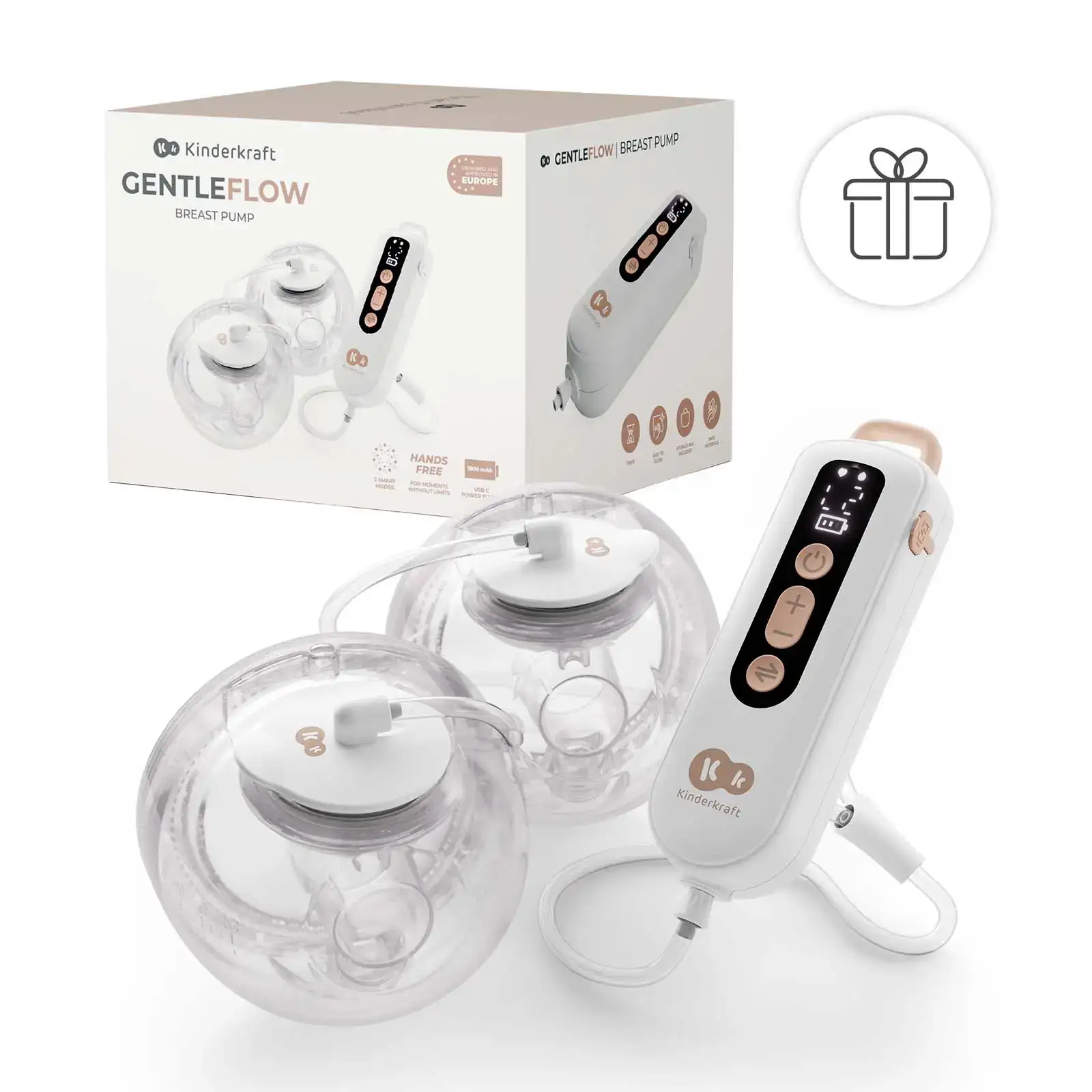 Подвійний електричний молоковідсмоктувач Kinderkraft GentleFlow Gold (KEGEFL00GLD0000)