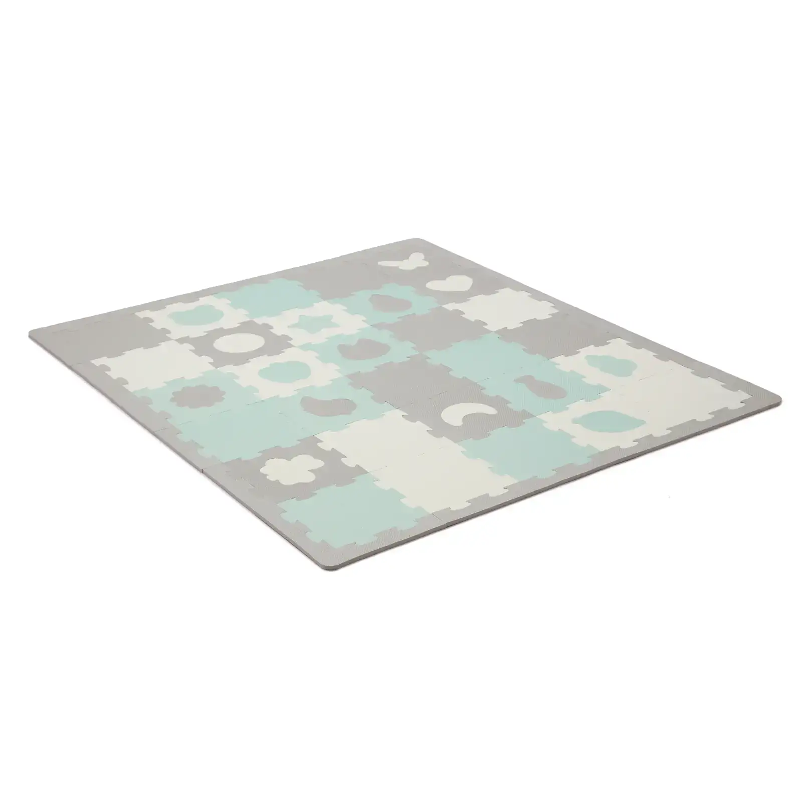 Килимок-пазл Kinderkraft Luno Shapes Mint, 30 елементів (KPLUSH00MIN0000)