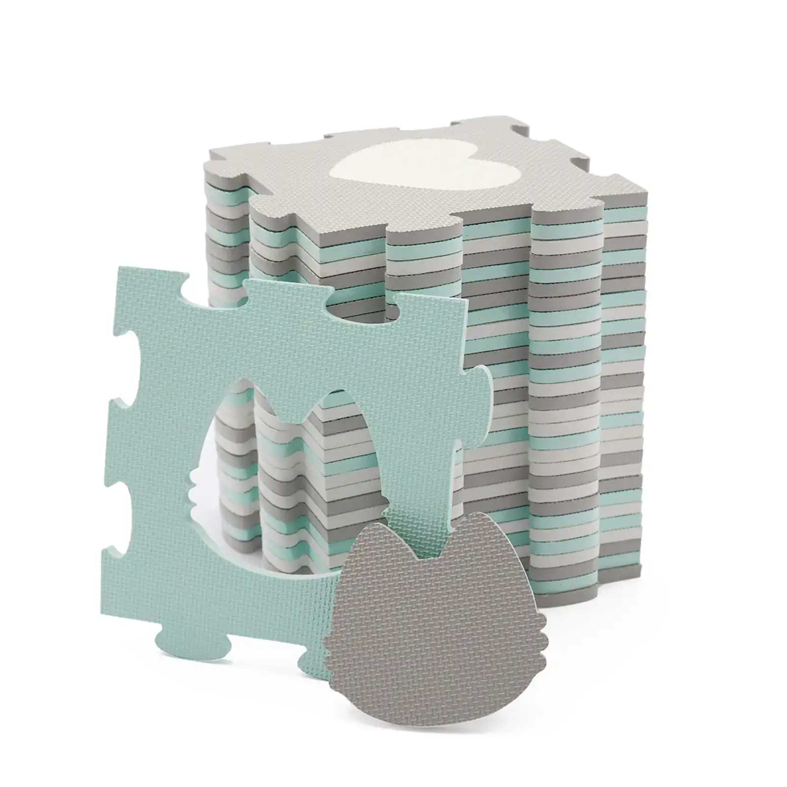 Килимок-пазл Kinderkraft Luno Shapes Mint, 30 елементів (KPLUSH00MIN0000)