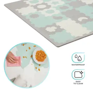 Килимок-пазл Kinderkraft Luno Shapes Mint, 30 елементів (KPLUSH00MIN0000)