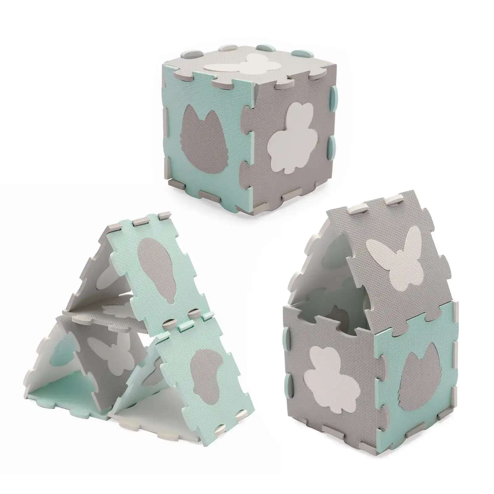 Килимок-пазл Kinderkraft Luno Shapes Mint, 30 елементів (KPLUSH00MIN0000)