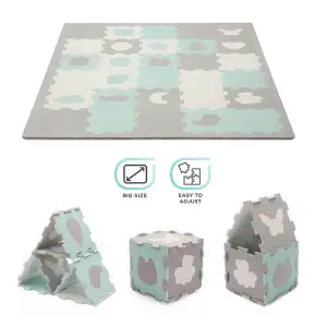 Килимок-пазл Kinderkraft Luno Shapes Mint, 30 елементів (KPLUSH00MIN0000)