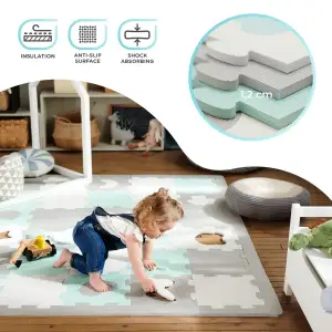 Килимок-пазл Kinderkraft Luno Shapes Mint, 30 елементів (KPLUSH00MIN0000)