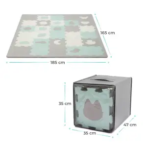 Килимок-пазл Kinderkraft Luno Shapes Mint, 30 елементів (KPLUSH00MIN0000)
