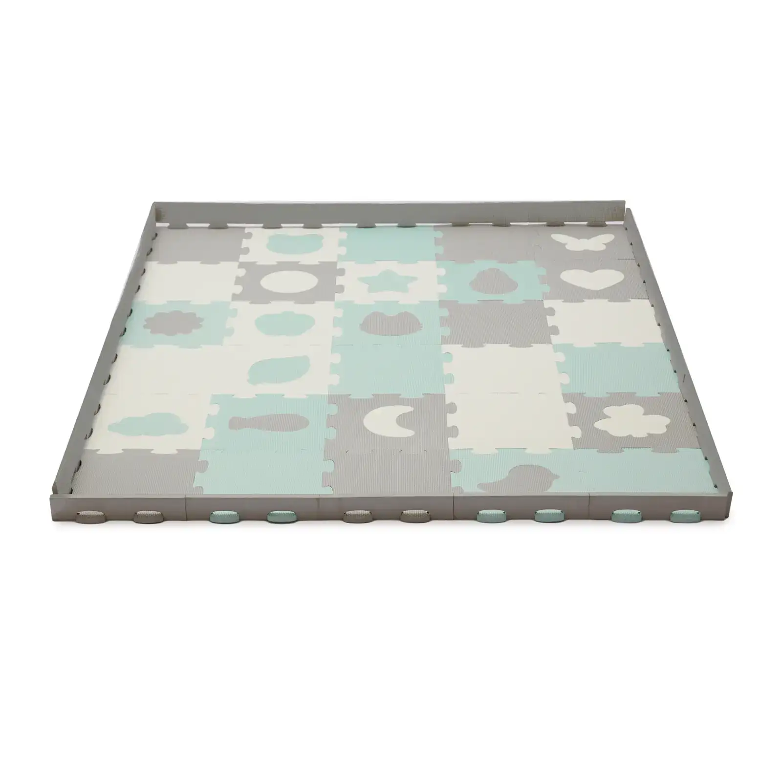 Килимок-пазл Kinderkraft Luno Shapes Mint, 30 елементів (KPLUSH00MIN0000)