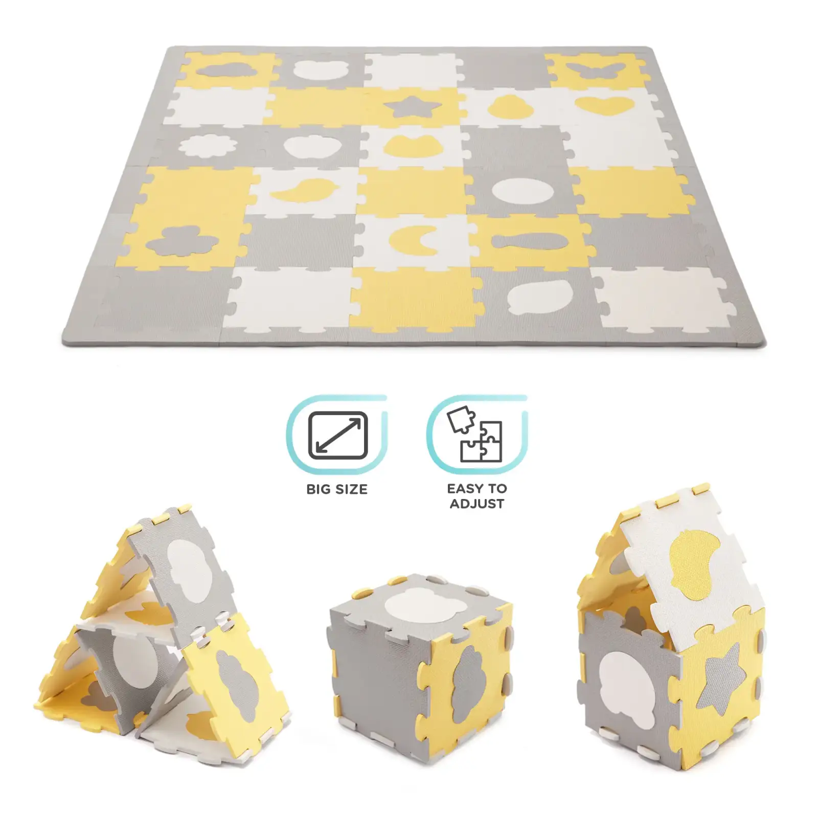 Килимок-пазл Kinderkraft Luno Shapes Yellow, 30 елементів (KPLUSH00YEL0000)