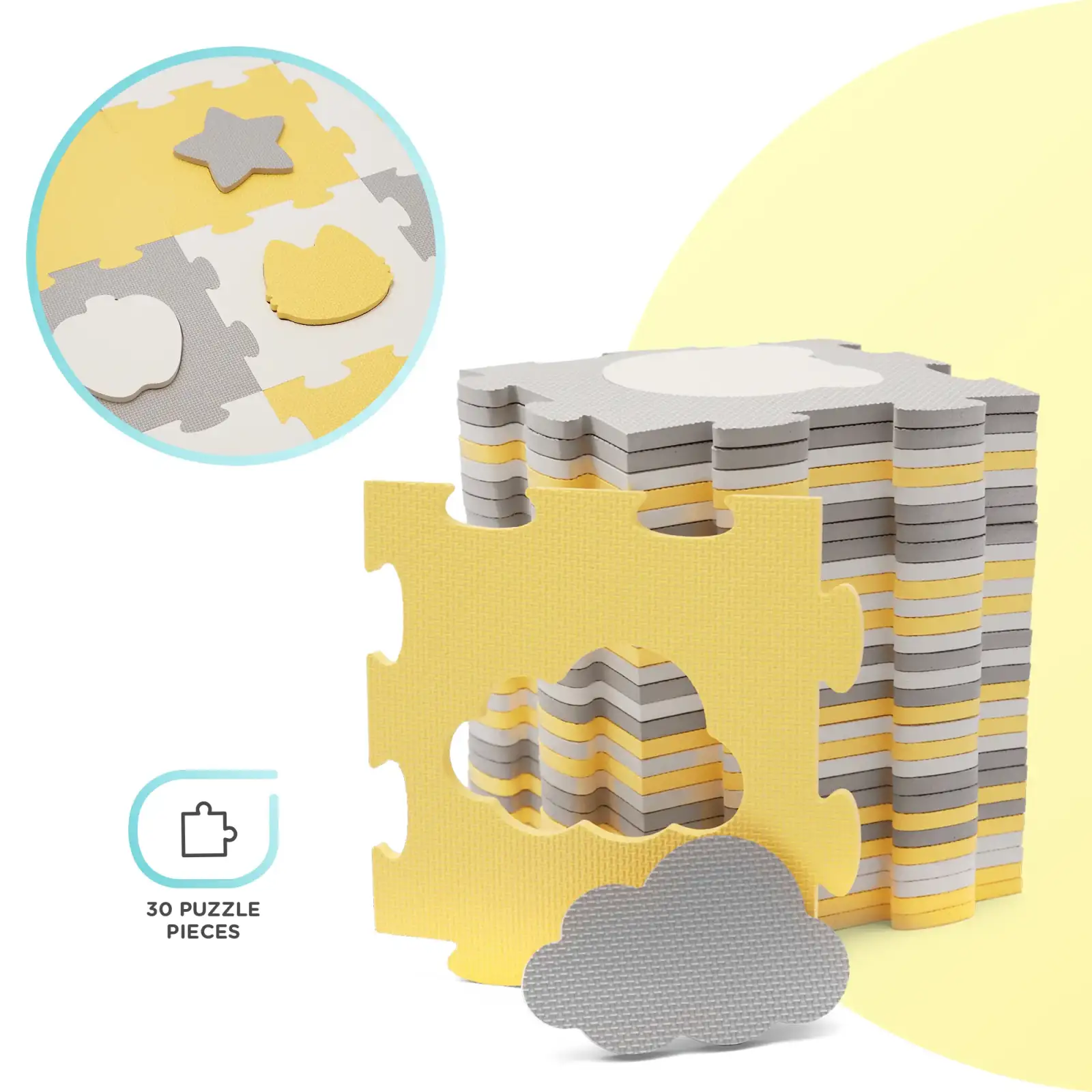 Килимок-пазл Kinderkraft Luno Shapes Yellow, 30 елементів (KPLUSH00YEL0000)