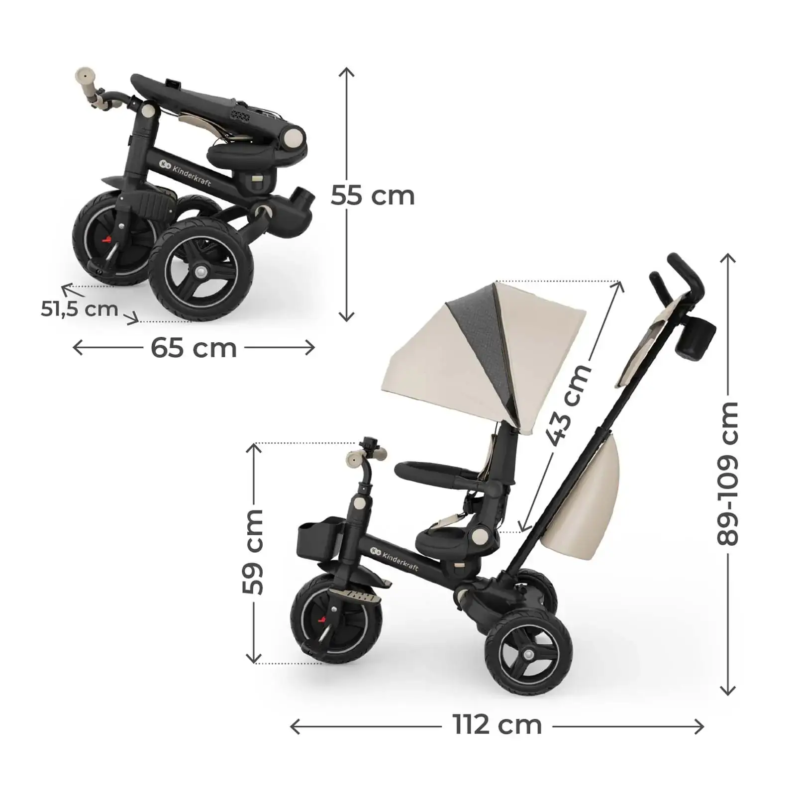 Триколісний велосипед Kinderkraft Spinstep 2 Plus Beige (KRSPST02BEGPL00) UA