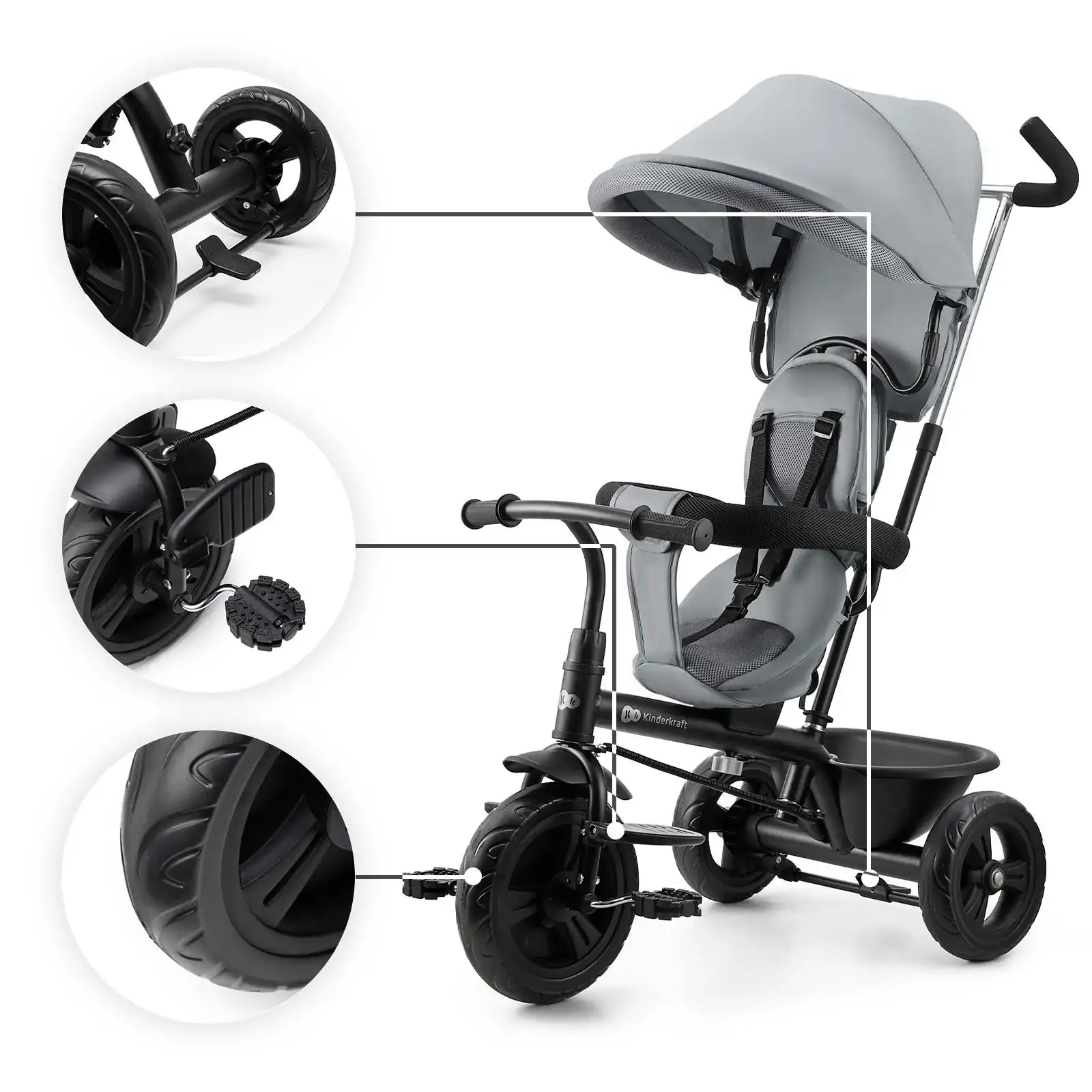 Трехколесный велосипед Kinderkraft Freeway 2 Grey (KRFRWA02GRY0000) UA