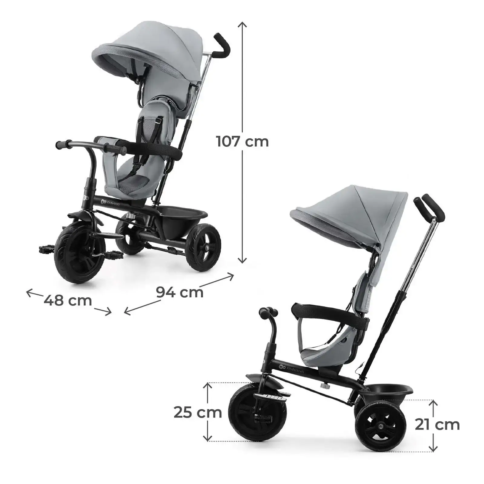 Трехколесный велосипед Kinderkraft Freeway 2 Grey (KRFRWA02GRY0000) UA