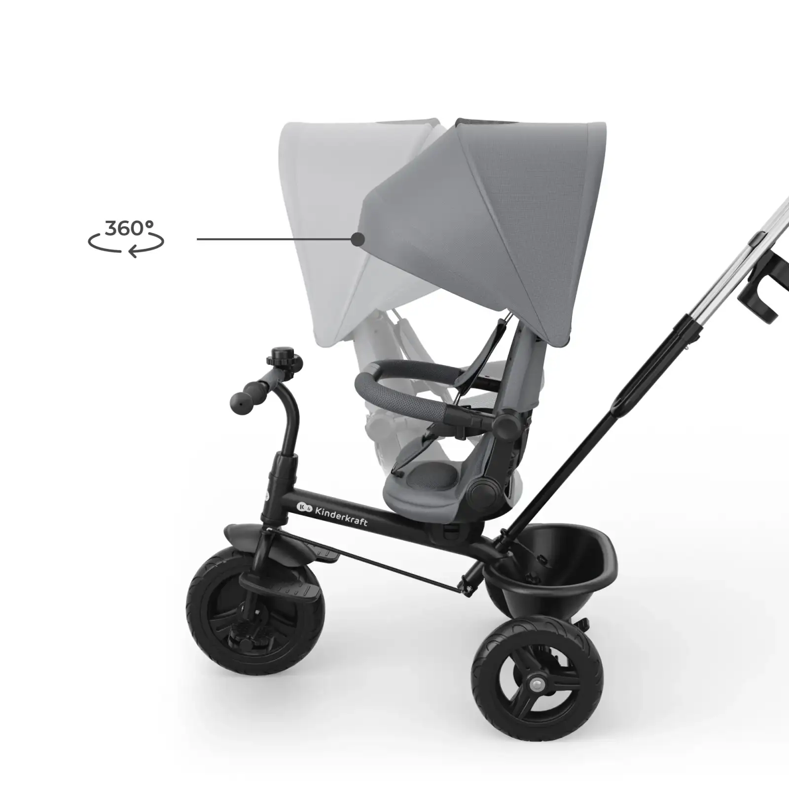 Трехколесный велосипед Kinderkraft Aston 2 Plus Grey (KRASTO02GRYPL00)