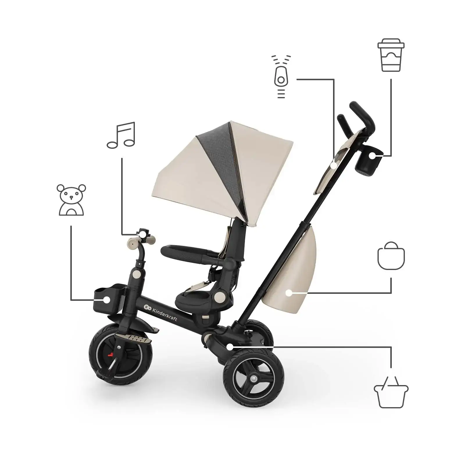 Триколісний велосипед Kinderkraft Spinstep 2 Plus Beige (KRSPST02BEGPL00) UA