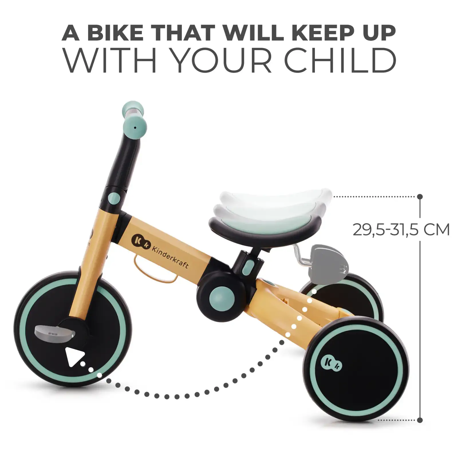 Триколісний велосипед 3 в 1 Kinderkraft 4TRIKE Sunflower Blue (KR4TRI22BLU0000)