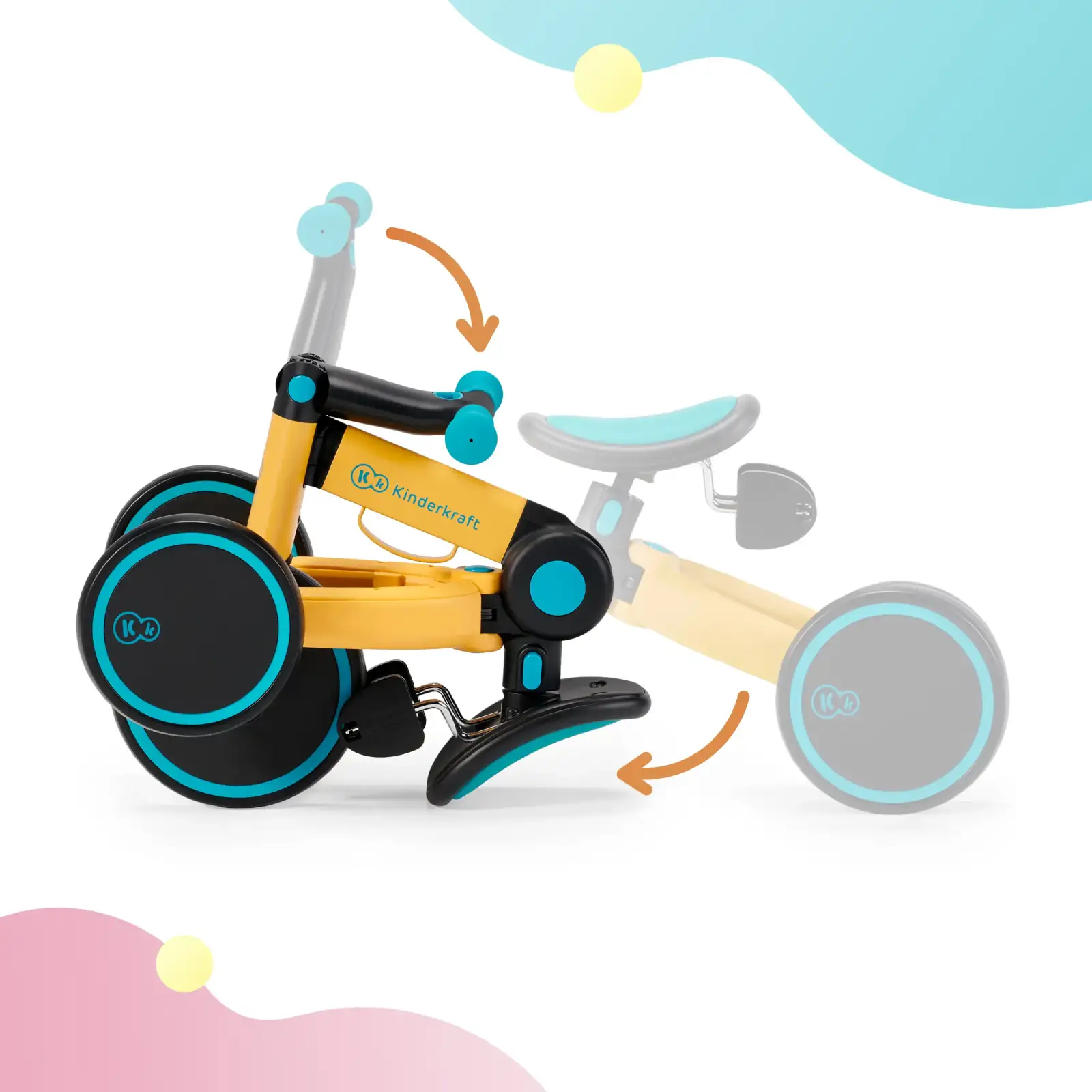Трехколесный велосипед 3 в 1 Kinderkraft 4TRIKE Primrose Yellow (KR4TRI00YEL0000) UA