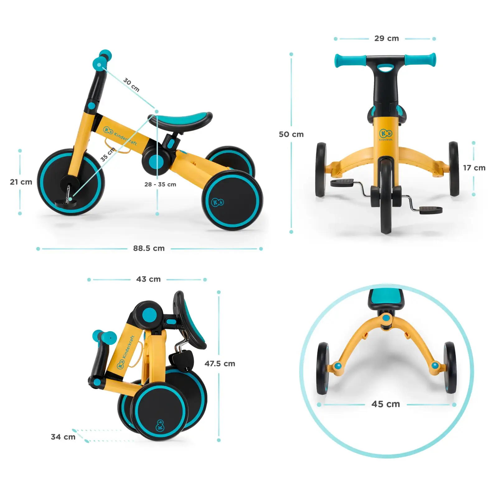 Трехколесный велосипед 3 в 1 Kinderkraft 4TRIKE Primrose Yellow (KR4TRI00YEL0000) UA