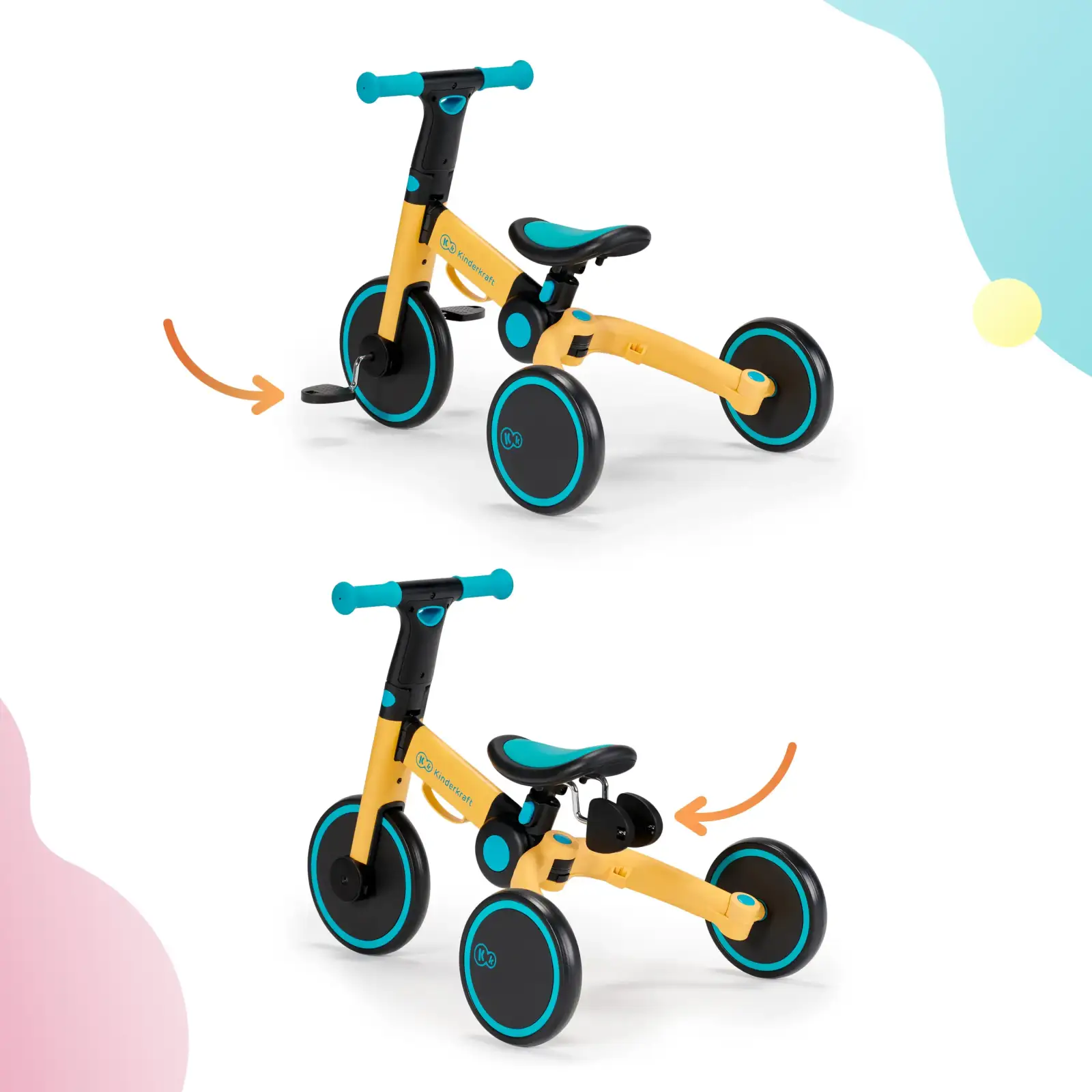 Трехколесный велосипед 3 в 1 Kinderkraft 4TRIKE Primrose Yellow (KR4TRI00YEL0000) UA
