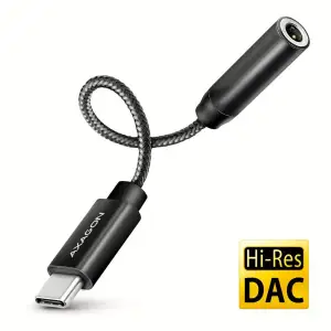 Адаптер AXAGON ADA-HC USB-C to Mini-Jack 3.5 mm HI-RES DAC, чорний UA