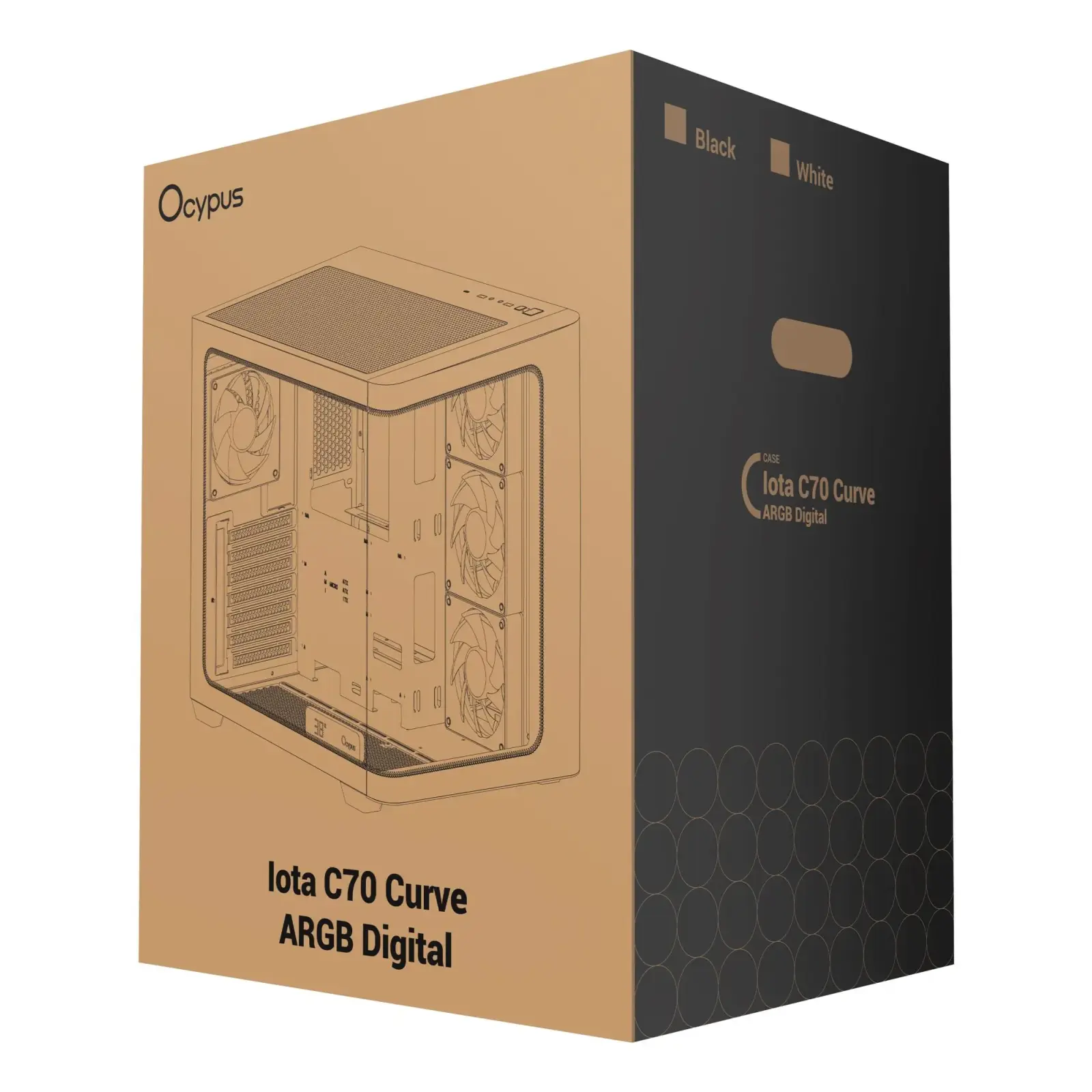 Корпус для комп'ютера IOTA C70 BK CURVE ARGB DIGITAL (IOTA-C70-BKD400CD-GL) OCYPUS UA