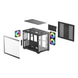 Корпус для комп'ютера MATX W/O PSU GAMMA C54 ARGB чорний (GAMMA-C54-BKD300XX-GL) OCYPUS UA