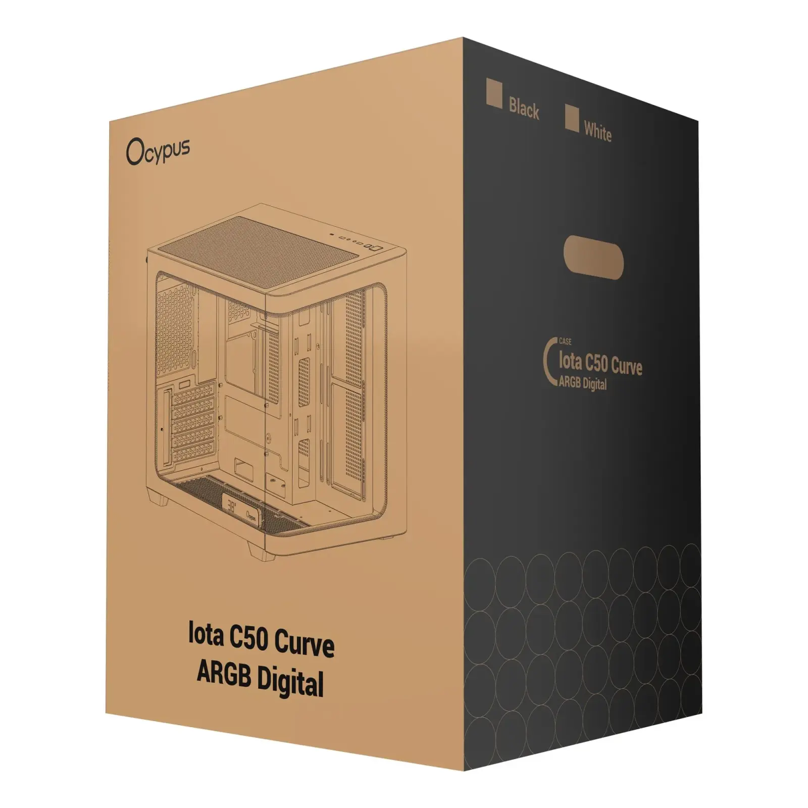 Корпус для комп'ютера IOTA C50 BK CURVE ARGB DIGITAL (IOTA-C50-BKD300CD-GL) OCYPUS UA