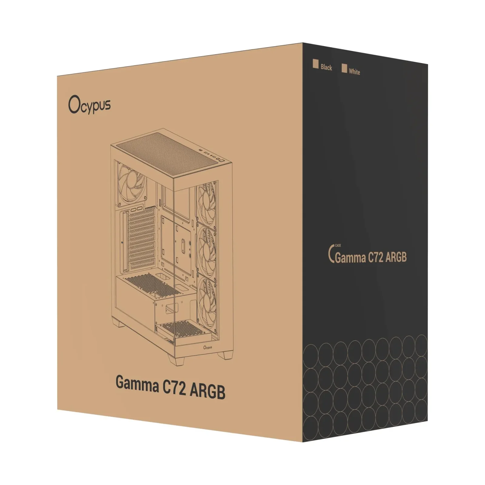 Корпус для комп'ютера ATX W/O PSU GAMMA C72 WH ARGB (GAMMA-C72-WHD400XX-GL) OCYPUS UA