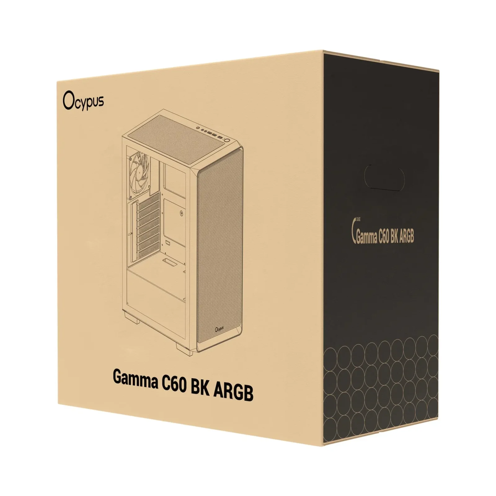 Корпус для комп'ютера ATX W/O PSU GAMMA C60 BK ARGB (GAMMA-C60-BKG400XX-GL) OCYPUS UA