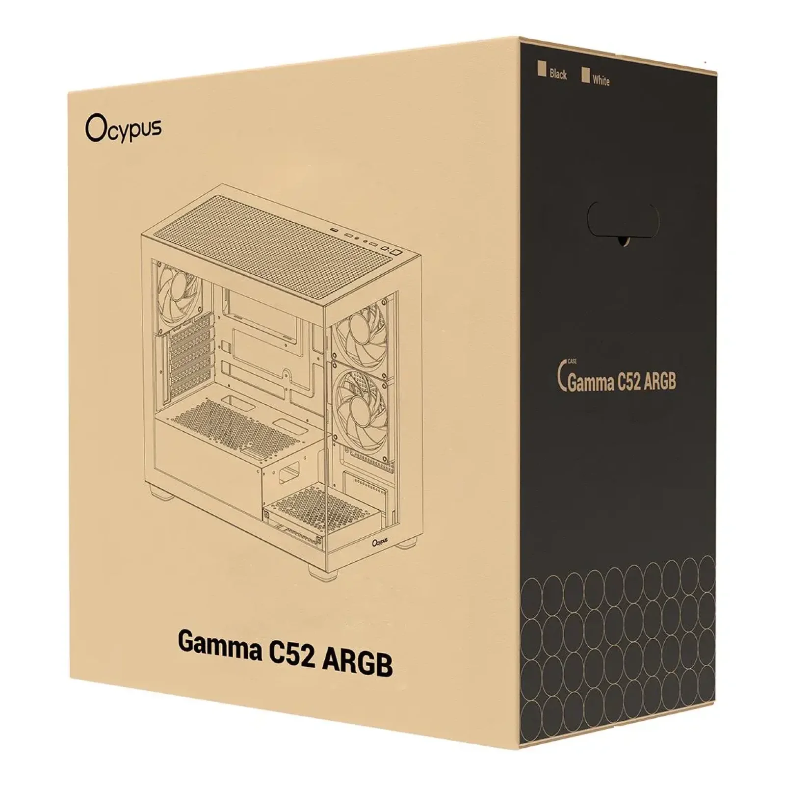 Корпус для комп'ютера MATX W/O PSU GAMMA C52 BK ARGB (GAMMA-C52-BKD300XX-GL) OCYPUS UA