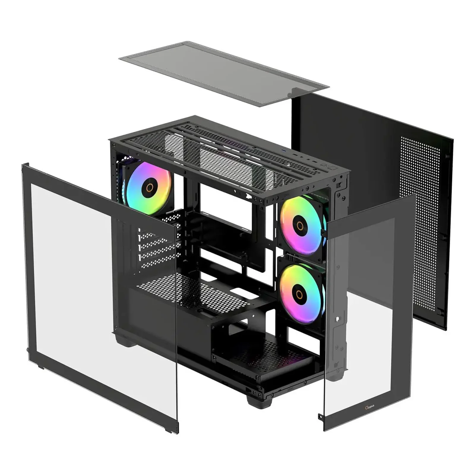 Корпус для комп'ютера MATX W/O PSU GAMMA C52 BK ARGB (GAMMA-C52-BKD300XX-GL) OCYPUS UA