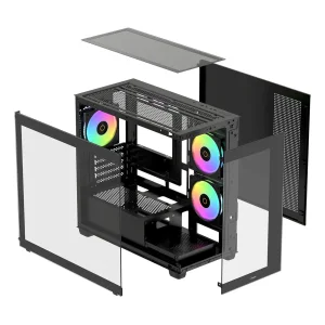 Корпус для комп'ютера MATX W/O PSU GAMMA C52 BK ARGB (GAMMA-C52-BKD300XX-GL) OCYPUS UA