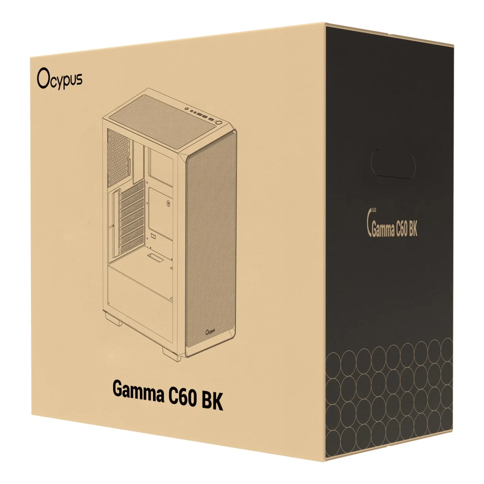 Корпус для комп'ютера ATX W/O PSU GAMMA C60 BK (GAMMA-C60-BKG000XX-GL) OCYPUS UA