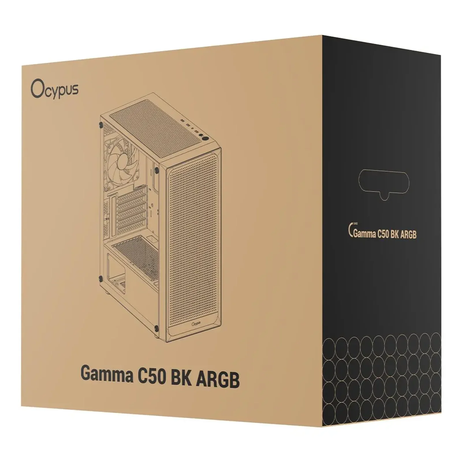 Корпус для комп'ютера MATX W/O PSU GAMMA C50 BK ARGB (GAMMA-C50-BKG400XX-GL) OCYPUS UA