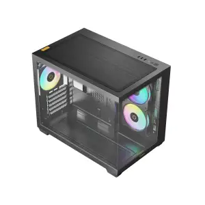 Корпус для комп'ютера MATX W/O PSU GAMMA C54 ARGB чорний (GAMMA-C54-BKD300XX-GL) OCYPUS UA