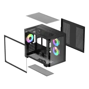 Корпус для комп'ютера IOTA C50 BK CURVE ARGB DIGITAL (IOTA-C50-BKD300CD-GL) OCYPUS UA