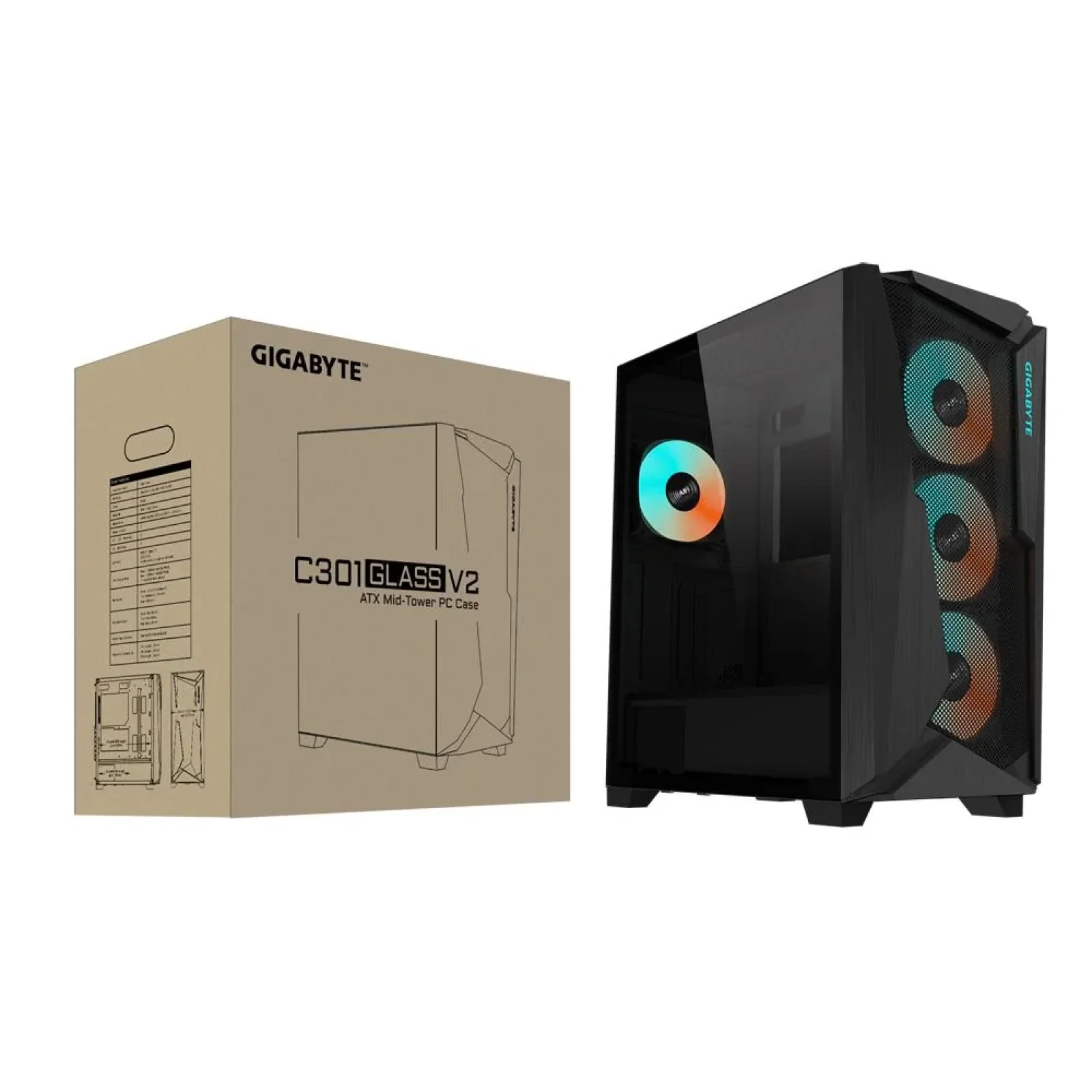 Корпус ATX W/O PSU C301G V2 BLACK GIGABYTE UA