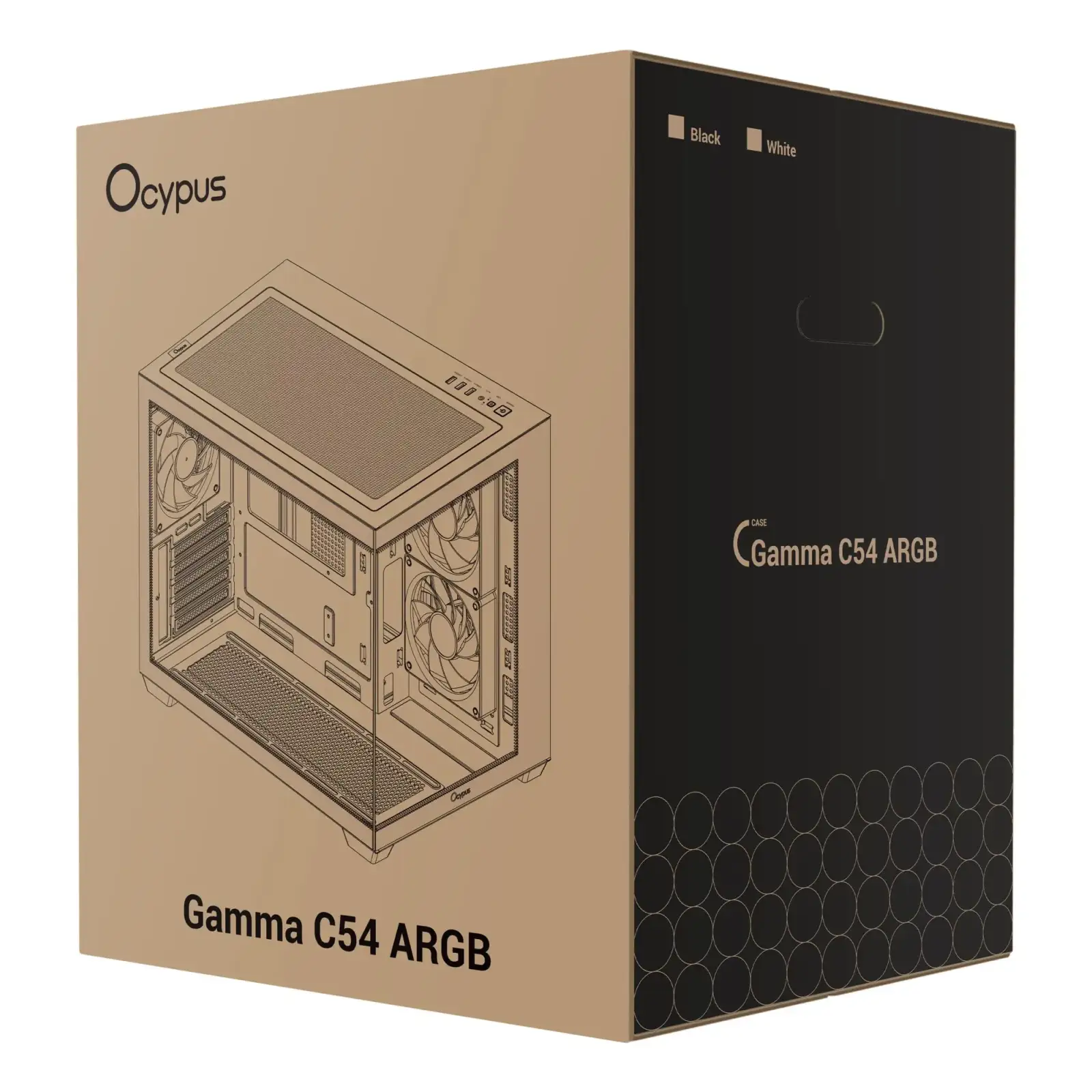 Корпус для комп'ютера MATX W/O PSU GAMMA C54 ARGB білий (GAMMA-C54-WHD300XX-GL) OCYPUS UA