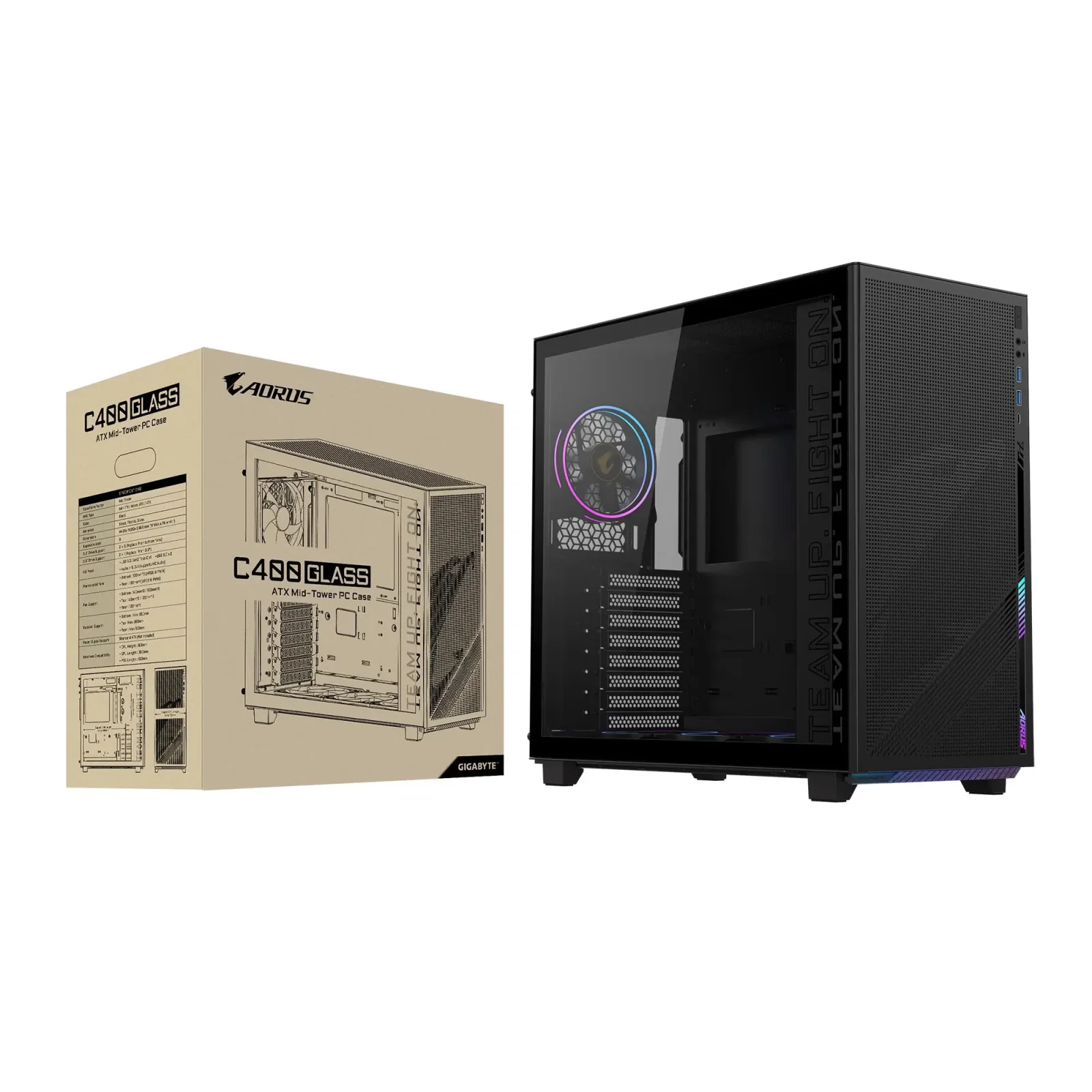 Корпус ATX W/O PSU GB-AC400G ST BLACK GIGABYTE UA