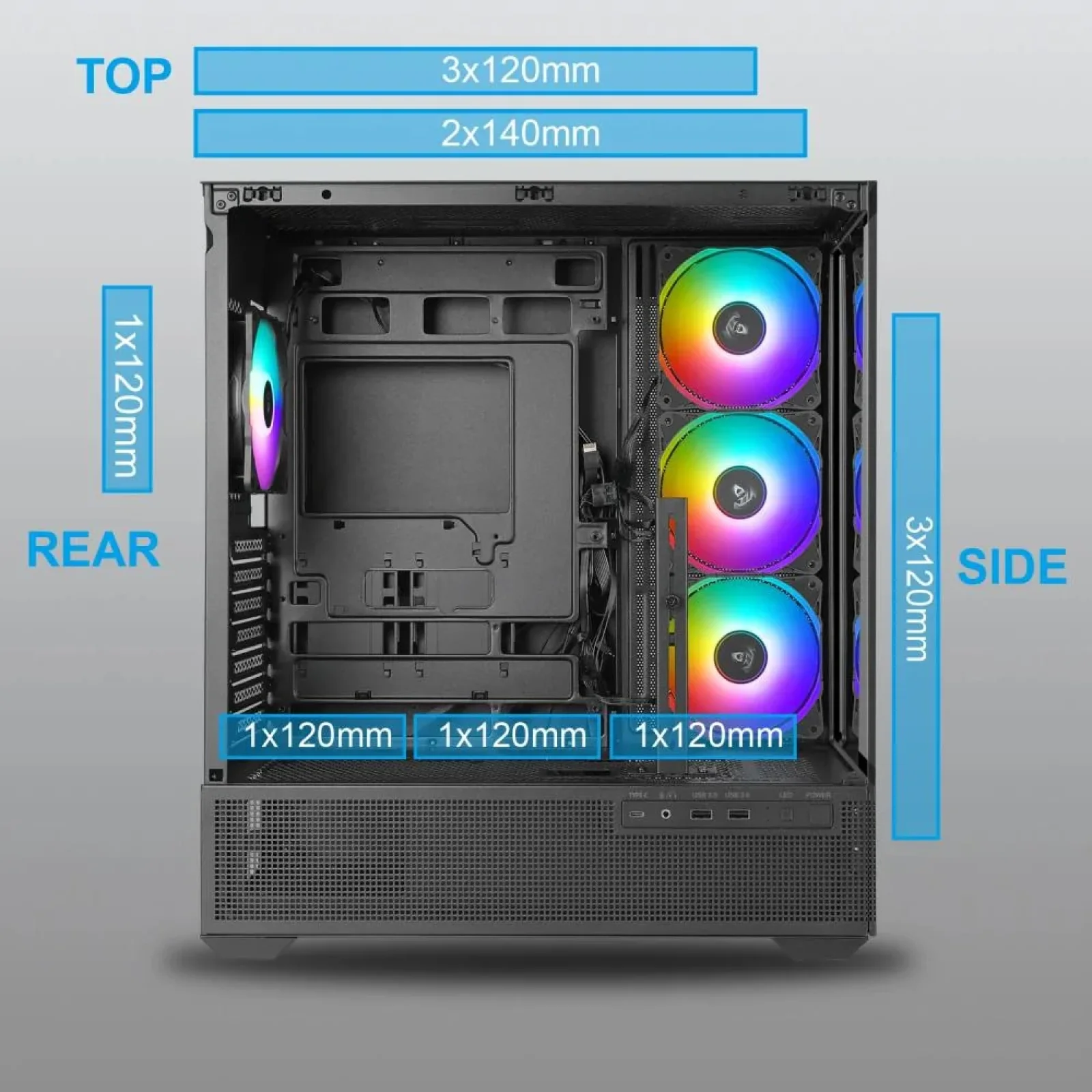 Корпус ATX W/O PSU TIARA 501B CSAZ-501B AZZA UA