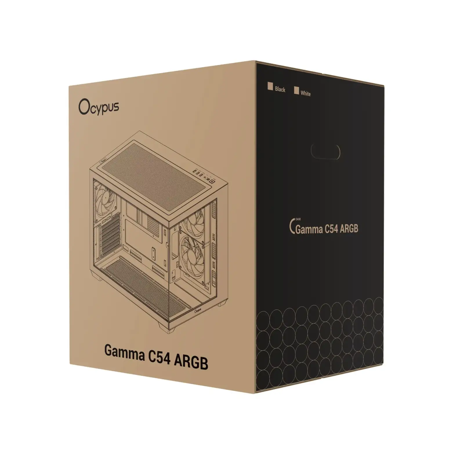 Корпус для комп'ютера MATX W/O PSU GAMMA C54 ARGB чорний (GAMMA-C54-BKD300XX-GL) OCYPUS UA