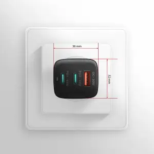 МЗП AXAGON ACU-DPQ65, 3x port (USB + dual USB-C), PD3.0/QC4+/PPS/Apple, 65W, Чорний UA