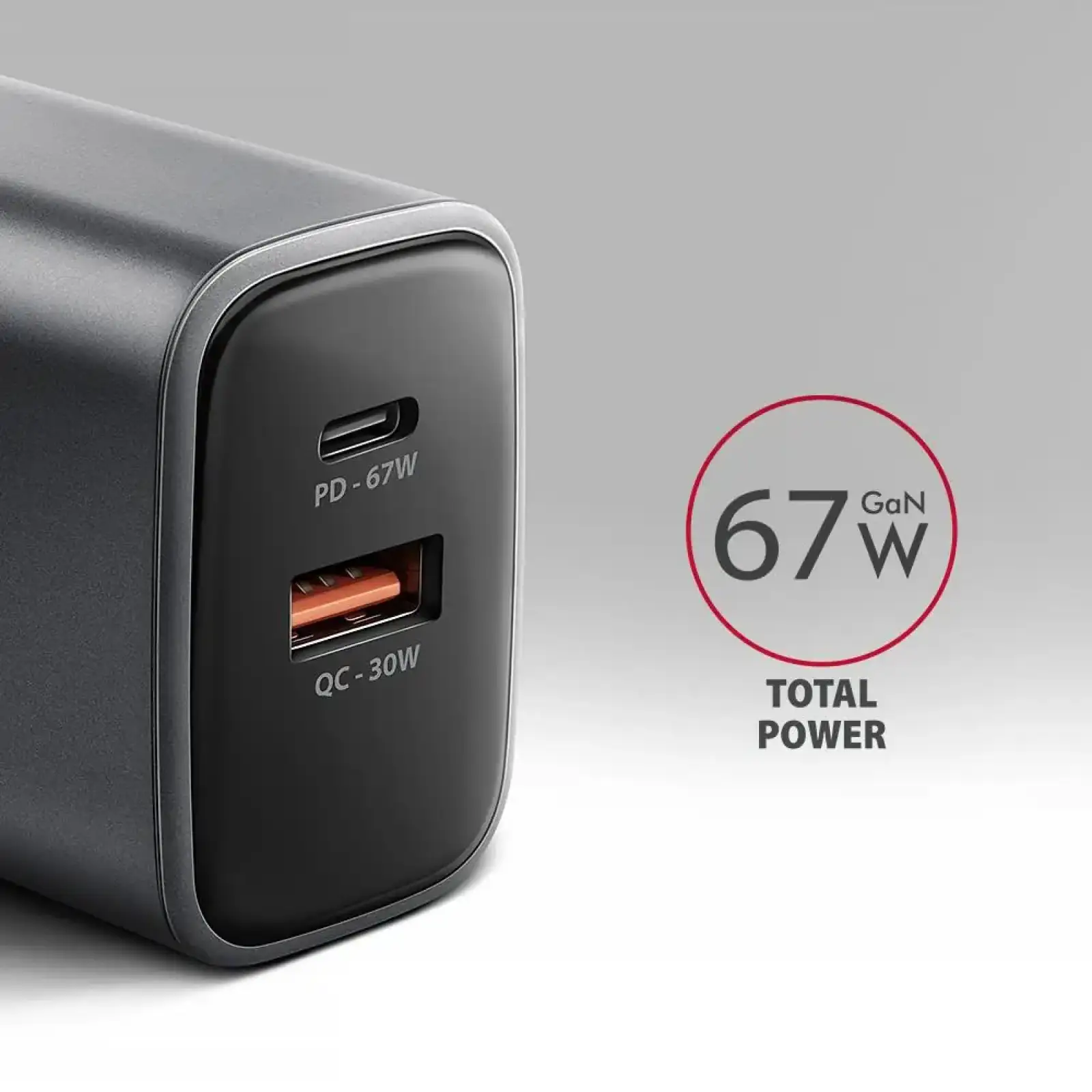 МЗП AXAGON ACU-PQ67, 2x port (USB + USB-C), PD3.0/QC4+/PPS/Apple, 67W, сірий UA