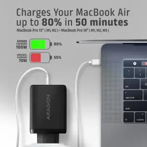 СЗУ AXAGON ACU-DPQ100, 3x port (USB + dual USB-C), PD3.0/QC4+/PPS/Apple, 100W, Чорний UA