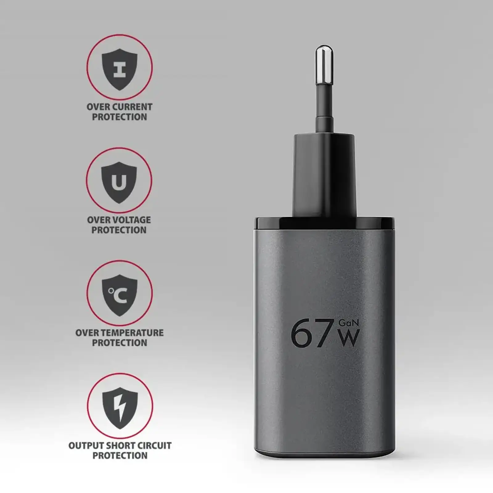 МЗП з дисплеєм AXAGON ACU-PQ67D, 2x port (USB + USB-C), PD3.0/QC4+/PPS/Apple, 67W, сірий UA
