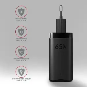 МЗП AXAGON ACU-DPQ65, 3x port (USB + dual USB-C), PD3.0/QC4+/PPS/Apple, 65W, Чорний UA