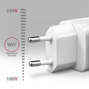 МЗП AXAGON ACU-DPQ65W, 3x port (USB + dual USB-C), PD3.0/QC4+/PPS/Apple, 65W, Білий UA