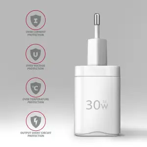 МЗП AXAGON ACU-PQ30W, QC3.0,4.0/AFC/FCP/PPS/Apple + PD type-C, 30W, Білий UA