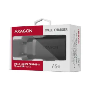 МЗП AXAGON ACU-DPQ65, 3x port (USB + dual USB-C), PD3.0/QC4+/PPS/Apple, 65W, Чорний UA