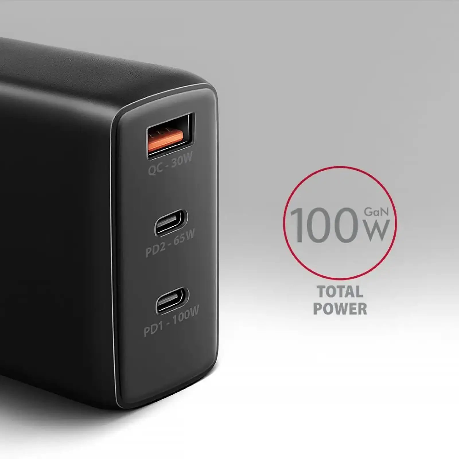 СЗУ AXAGON ACU-DPQ100, 3x port (USB + dual USB-C), PD3.0/QC4+/PPS/Apple, 100W, Чорний UA